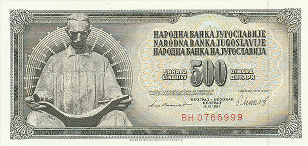 Yugoslavia, Uncirculated Set of Dinara 5;10;20;50;100;500;1000, Issued from 1968-1986. ROW 147. - Image 12