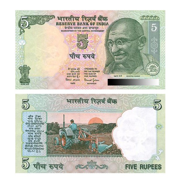 India?s Uncirculated 5 Consecutive Notes of 5 Rupees. ROW154. - Image 2