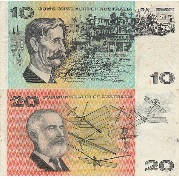 AUSTRALIA 10 AND 20 PAPER MONEY DOLLAR SET. (COMMONWEALTH NOTE). ROW 199. - Image 2