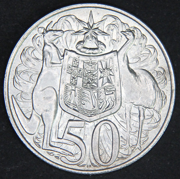 Australia's 1966 Round Silver 50 cents. ROW 242