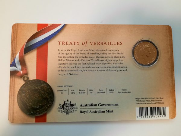 Australia 2019 $1 Treaty Of Versailles.ROW336 - Image 3